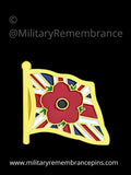 Union Flag Red White Blue Remembrance Poppy Flag Lapel Pin