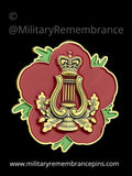 Musicians Lyre Remembrance Flower Lapel Pin