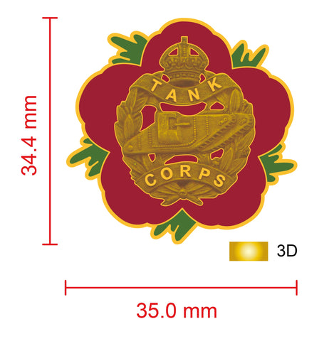 Tank Corps Remembrance Flower Lapel Pin